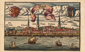 里加（Riga）来自世界观，大约1568年