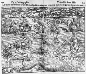 海洋和陆地怪物，来自 Cosmographia Universalis 的插图，Sebastian Munster（1489-1552）