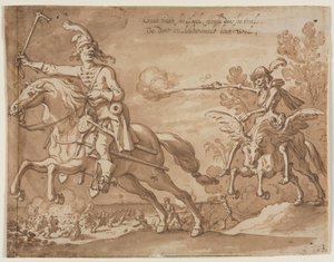 1631年，骑马追逐飞行骑士的死亡。 作者 塞巴斯蒂安·弗朗克斯（Sebastian Vrancx）