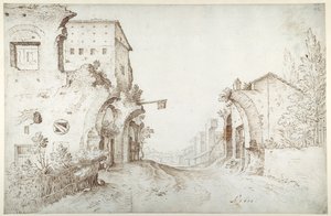 水渠废墟中的路边旅馆 作者 塞巴斯蒂安·弗朗克斯（Sebastian Vrancx）