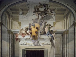 美第奇纹章。 塞巴斯蒂亚诺·里奇（Sebastiano Ricci，1659-1734 年）的壁画，约 1707-1708 年。 佛罗伦萨，皮蒂宫 作者 塞巴斯蒂亚诺·里奇（Sebastiano Ricci）