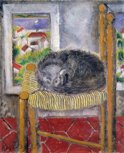 匆忙椅子上的猫（布面油画） 作者 Be Koyanagui