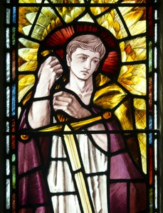 Mortehoe，St Mary，Heaton Butler＆Bayne，Selwyn Image，Archangel St Michael detail，c.1890 作者 塞尔温图像塞尔温图像