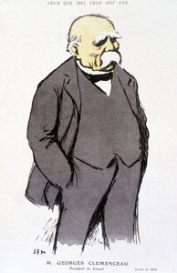 Georges Clémenceau 的肖像 - dess。 Sem (1863 - 1934)，在 01/02/1918 的“”Fantasio”中，没有。 265 作者 塞姆