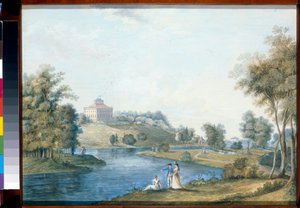 Paysage a Sivoritsy, Russie - Gouache sur papier de Semyon Fyodorovich Shchedrin (Semion Chtchedrine) (1745-1804), avant 1792 - 乡村庄园 Sivoritsy 的景色 - Semyon Fyodorovich Shchedrin (1745-1804) 1792 年之前的纸上水粉画 - 43,1x59 厘米 - Paysage a Sivoritsy, Russie - Gouach