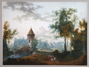 巴甫洛夫斯克公园的磨坊和皮尔塔，1797年前 作者 谢苗·费奥多罗维奇·谢德林