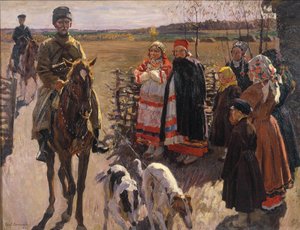 猎人与猎狼犬，1913年 作者 谢尔盖·阿塞涅维奇·维诺格拉多夫