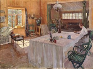 1907年在艺术家康斯坦丁·科罗文（Konstantin Korovin）的房子里