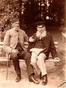 Yakov Polonsky和Afanasy Fet，俄罗斯诗人，约1890年。   作者 谢尔盖·德米特里耶维奇·博特金