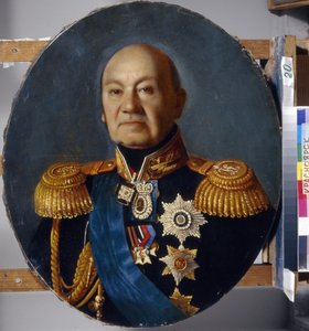 阿尔谢尼-安德烈耶维奇-扎克列夫斯基（Arseni Andreyevich Zakrevsky）伯爵肖像（1783-1865 年）。Sergey (Sergei, Serguei) Konstantinovich Zaryanko (Zarianko) (1818-1870)的绘画，纸上水彩，1848 年前。俄罗斯十九世纪艺术，古典主义。国家 V. 苏里科