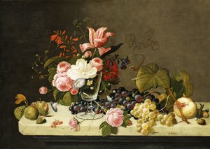 鲜花和水果 作者 Severin Roesen