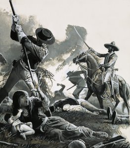 1858 年，两支墨西哥骑兵部队袭击了阿帕奇人的营地