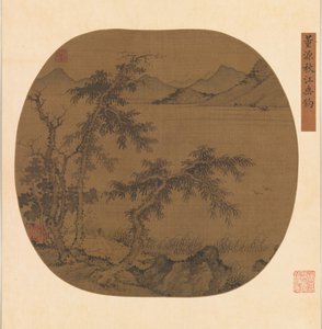 在秋河垂钓，约1370年。 作者 生珠