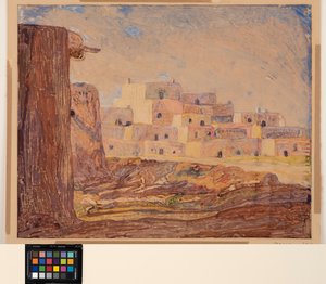 印第安村，约 1928 年（纸上单版画） 作者 谢尔曼特雷斯