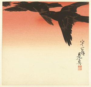 红日下的乌鸦 作者 Shibata Zeshin