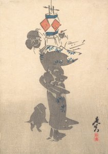 1860年，为大盆节点燃悬挂的灯笼，1860年。 作者 Shibata Zeshin