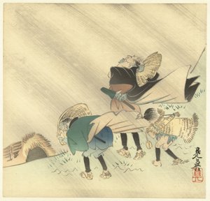 暴风雨中的旅行者 作者 Shibata Zeshin