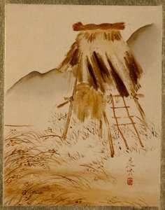 水稻烘干架。 作者 Shibata Zeshin