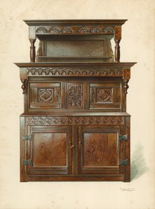 Oak Court Cupboard（Tridarn），H Clarence Whaite（chromolitho）的财产 作者 雪莉·查尔斯·莱韦林·斯洛科姆