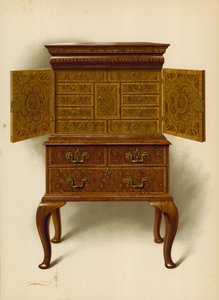 Walnut Cabinet，Edward Dent（chromolitho）的财产 作者 雪莉·查尔斯·莱韦林·斯洛科姆