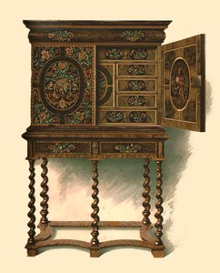胡桃木镶嵌镶嵌橱柜，1905年 作者 雪莉·查尔斯·莱韦林·斯洛科姆