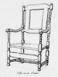 17世纪的椅子"，约1760年，约1950年。 作者 雪莉·马卡姆