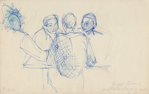 Beppi, Bruno and Fabio playing cards", c1950.  