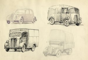 汽车和货车，1951年。 作者 雪莉·马卡姆