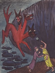 但丁和维吉尔与三头怪物，1951年。 作者 雪莉·马卡姆