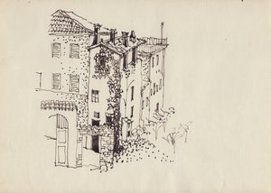 带人字形屋顶的房子，意大利，约1950年。 作者 雪莉·马卡姆