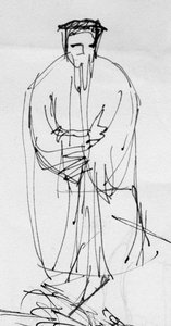 穿着时代服装的男子，约1950年。 作者 雪莉·马卡姆