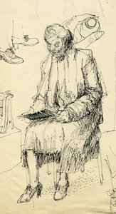 坐着的女人在阅读，1953年。 作者 雪莉·马卡姆