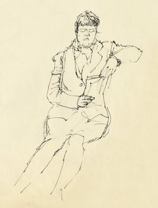 坐着的女人在阅读，1953年。 作者 雪莉·马卡姆