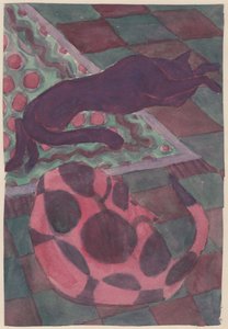 睡觉的狗和猫，约1951年。