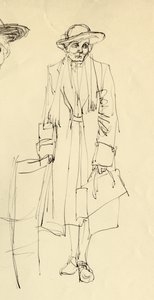 戴帽子的站立妇女，1953年。 作者 Shirley Markham