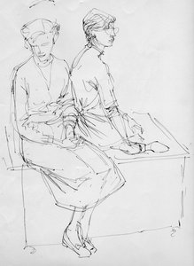 两个坐着的女人，1953年。 作者 雪莉·马卡姆