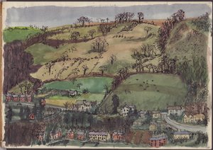 村庄和田野，约1950年。 作者 雪莉·马卡姆