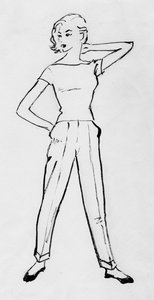 穿香烟裤的女人，约1950年。 作者 雪莉·马卡姆