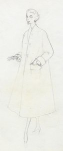 穿防尘大衣的女人，约1950年。 作者 雪莉·马卡姆