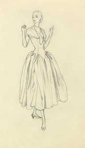 穿窄腰裙的女人，约1952年。 作者 雪莉·马卡姆