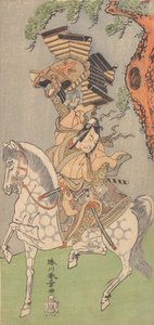 市川团十郎五世为骑着斑驳灰马的武士，1771年。 作者 春庄