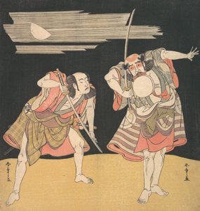 演员大谷富右卫门一世和万户光五郎一世，约1776年。 作者 春庄