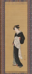 穿黑色和服的女人，1783-89。 作者 春庄