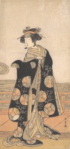 吉泽-伊吕哈扮演的站在河边房子的恩格瓦上的女人，约1778年。