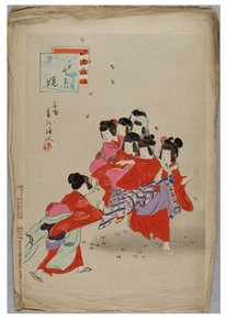 少女的舞蹈，出自《儿童的习俗和礼仪》系列，约1896-1897年（纸上木版画） 作者 宫川顺平