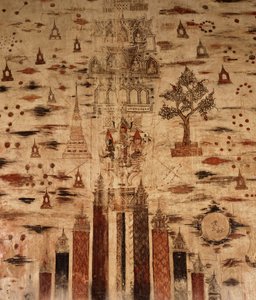 壁画描绘了1734年的梅鲁山（油漆在石头上）
