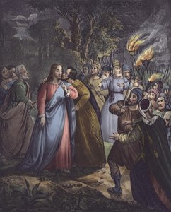 Judas betrays his master (colour litho) 作者 齐格弗里德·德特勒·本迪克森