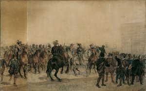 丹皮埃尔伯爵的骑兵亨利-杜瓦尔抵达城堡庭院