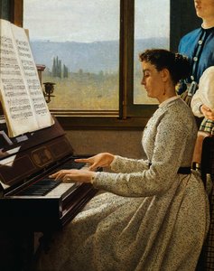 西尔维斯特-莱加（1826-1895）的《椋鸟之歌》，布面油画，详图 作者 西尔维斯特雷·莱加