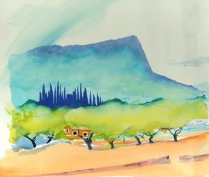 杏仁，波伦萨，2016 年（水彩画） 作者 西蒙·弗莱彻
